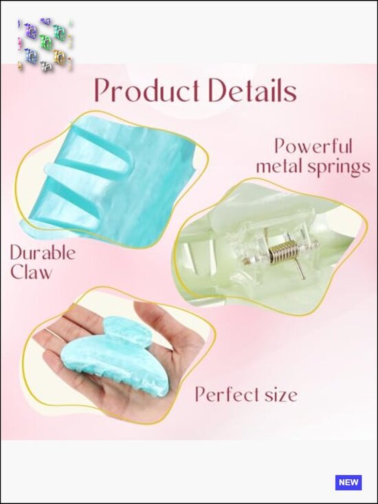 40 Pcs Large Acrylic Hair Claw Clips Non-slip Strong Hold Barrettes Bulk